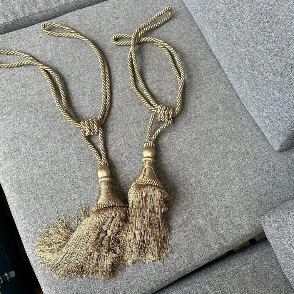 Set of 2 Curtain TiebackTASSEL Rope Cord Gold Thick